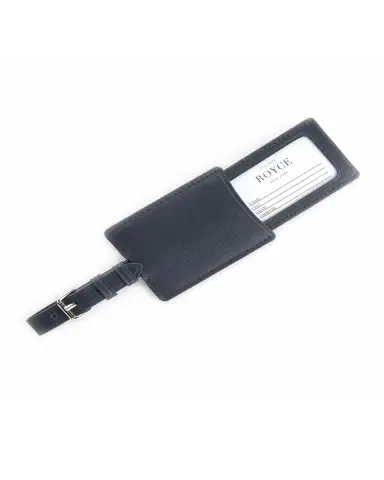 Royce New York Monogrammed Leather Retractable Luggage Tag, Personalized | Thumbnail 2