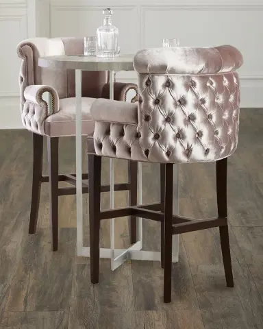 Haute House Eva Mirror Trim & Velvet Barstool | Thumbnail 4