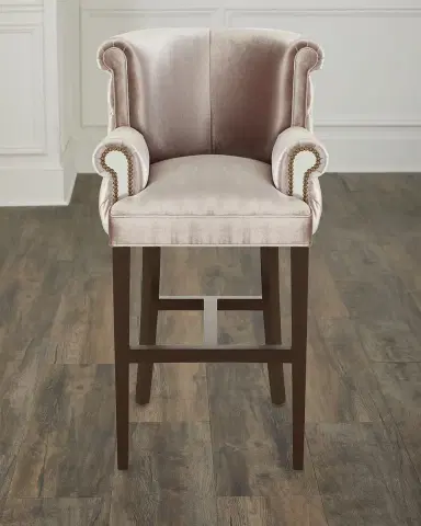 Haute House Eva Mirror Trim & Velvet Barstool | Thumbnail 1