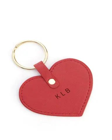 Royce New York Monogrammed Leather Heart-Shaped Key Chain, Personalized | Thumbnail 2