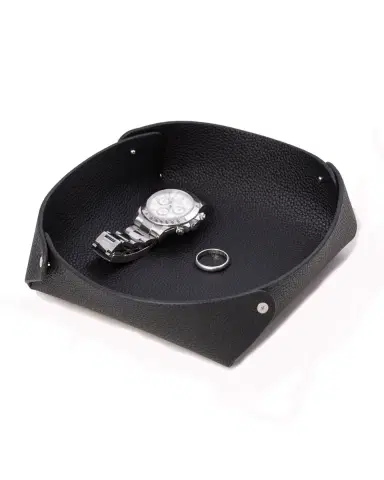 Bey-Berk Men 's Round Leather Valet Tray | Thumbnail 2