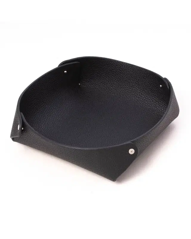 Bey-Berk Men 's Round Leather Valet Tray