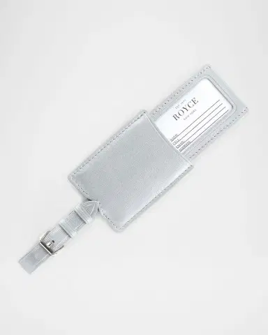 Royce New York Monogrammed Leather Retractable Luggage Tag, Personalized | Thumbnail 4