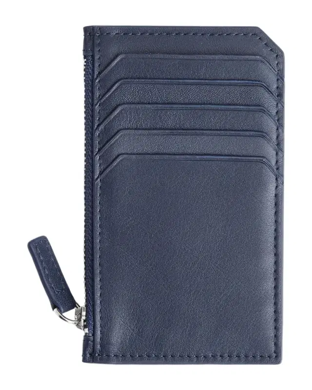 ROYCE New York Monogrammed Zippered Leather Credit Card Case