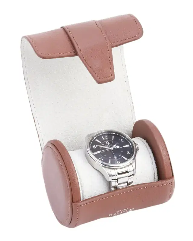 ROYCE New York Monogrammed Leather Travel Watch Roll, Personalized