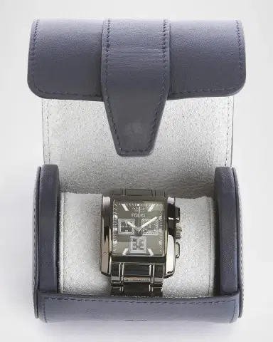 Royce New York Monogrammed Leather Travel Watch Roll, Personalized | Thumbnail 2
