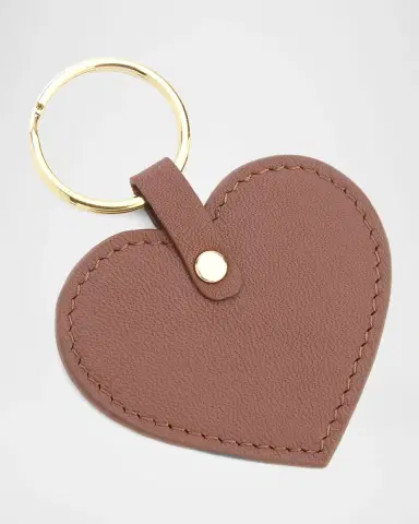 Royce New York Monogrammed Leather Heart-Shaped Key Chain, Personalized | Thumbnail 4