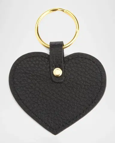 Royce New York Monogrammed Leather Heart-Shaped Key Chain, Personalized | Thumbnail 4