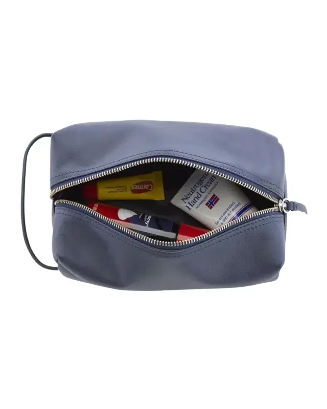 ROYCE New York Monogrammed Compact Leather Toiletry Bag