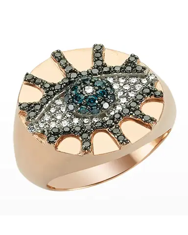 Bee Goddess Eye Light Multi-Diamond Pinky Ring, Size 7 | Thumbnail 3 Bee Goddess Eye Light Multi-Diamond Pinky Ring, Size 7 | Thumbnail 3
