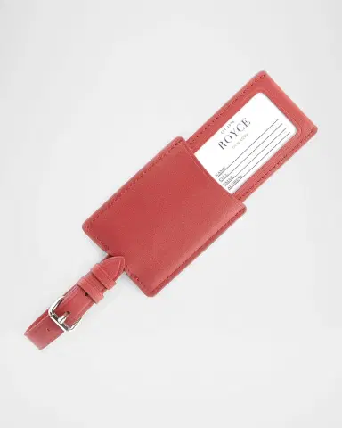 Royce New York Monogrammed Leather Retractable Luggage Tag, Personalized | Thumbnail 4