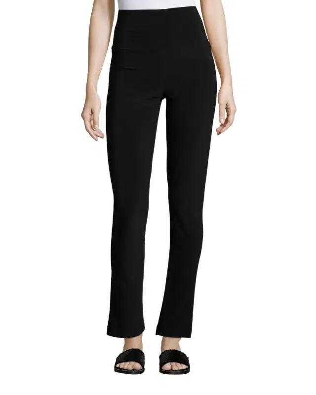 Boot-Cut High-Waist Pants, Black