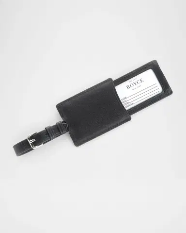 Royce New York Monogrammed Leather Retractable Luggage Tag, Personalized | Thumbnail 4