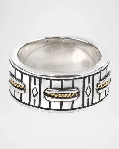 Konstantino Men 's 18K Gold/Silver Carved Band Ring | Thumbnail 2
