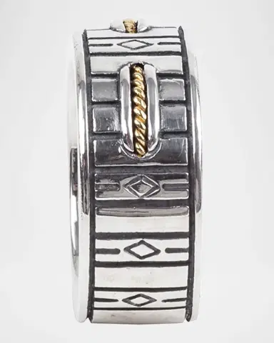 Konstantino Men 's 18K Gold/Silver Carved Band Ring | Thumbnail 3