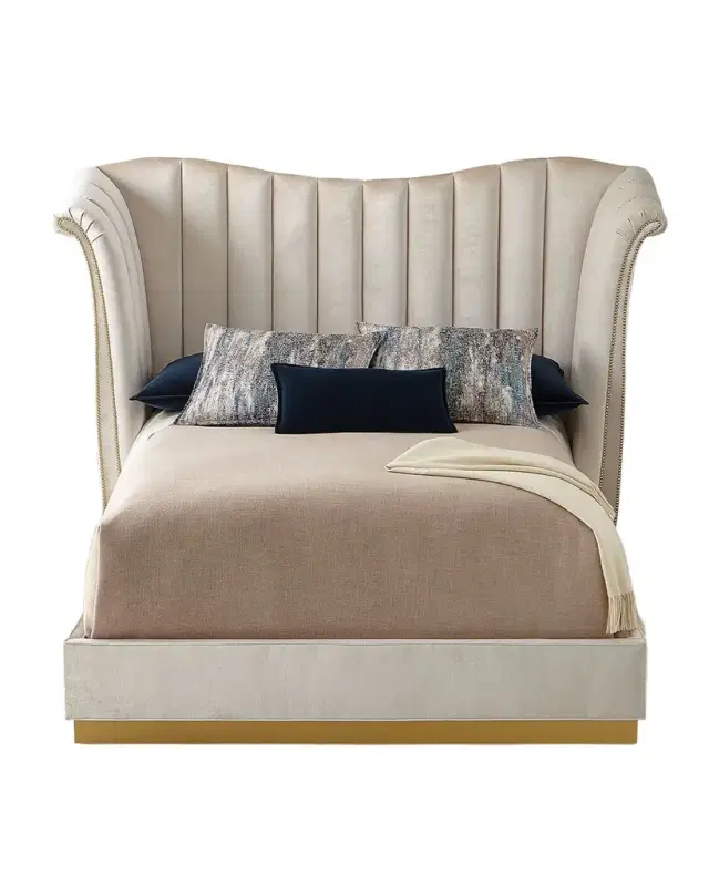 Haute House Moira Snow Channel-Tufted King Bed