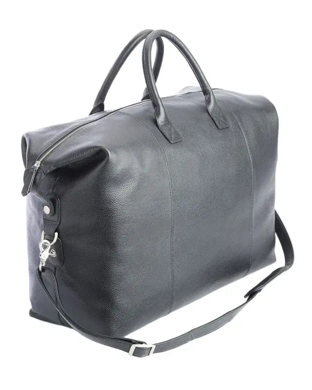 ROYCE New York Monogrammed Leather Weekender Duffel Bag