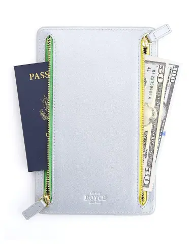 ROYCE New York Monogrammed Leather RFID Blocking Foup Zip Travel Organizer | Thumbnail 1