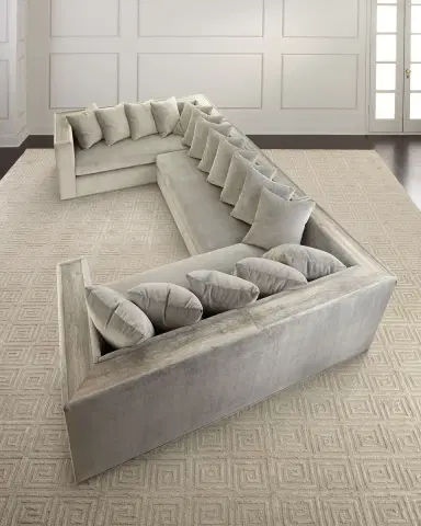 Haute House Donovan Tile Trimmed Sectional Sofa with 17 Pillows | Thumbnail 2 Haute House Donovan Tile Trimmed Sectional Sofa with 17 Pillows | Thumbnail 2