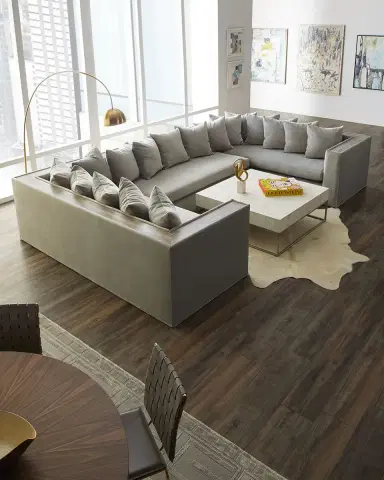 Haute House Donovan Tile Trimmed Sectional Sofa with 17 Pillows | Thumbnail 3 Haute House Donovan Tile Trimmed Sectional Sofa with 17 Pillows | Thumbnail 3