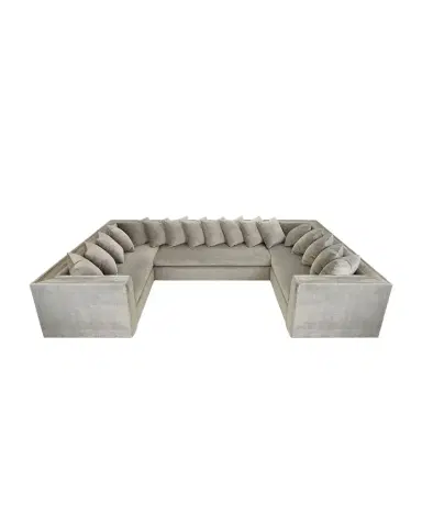 Haute House Donovan Tile Trimmed Sectional Sofa with 17 Pillows | Thumbnail 1 Haute House Donovan Tile Trimmed Sectional Sofa with 17 Pillows | Thumbnail 1