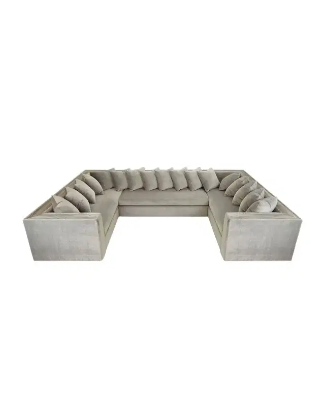 Haute House Donovan Tile Trimmed Sectional Sofa with 17 Pillows
