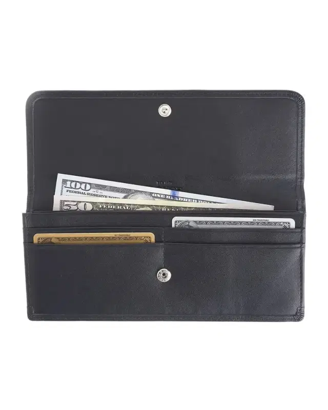 ROYCE New York Monogrammed RFID Blocking Leather Clutch Wallet, Personalized