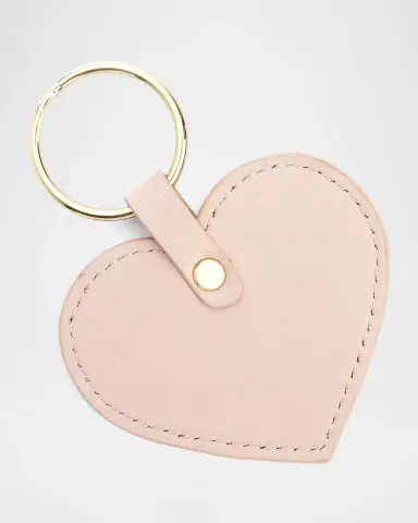 Royce New York Monogrammed Leather Heart-Shaped Key Chain, Personalized | Thumbnail 4
