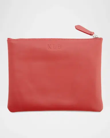 ROYCE New York Monogrammed Leather Zuppered Travel Organizer Pouch | Thumbnail 3