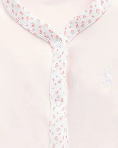 Polo Ralph Lauren Cotton Footie Pajamas With Floral Trim | Thumbnail 4 Polo Ralph Lauren Cotton Footie Pajamas With Floral Trim | Thumbnail 4