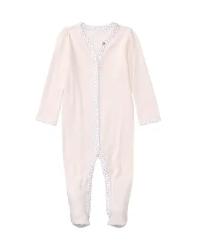 Polo Ralph Lauren Cotton Footie Pajamas With Floral Trim | Thumbnail 1 Polo Ralph Lauren Cotton Footie Pajamas With Floral Trim | Thumbnail 1
