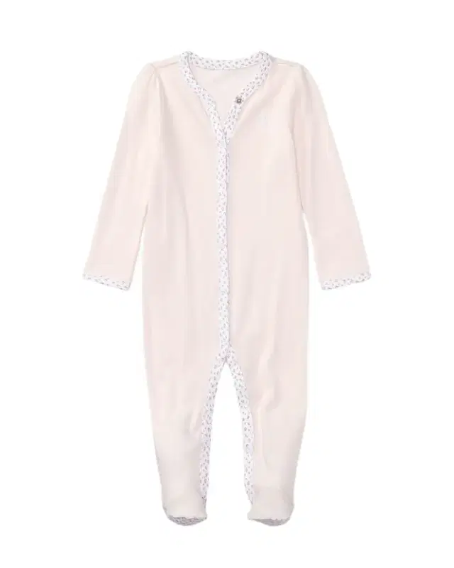 Polo Ralph Lauren Cotton Footie Pajamas With Floral Trim