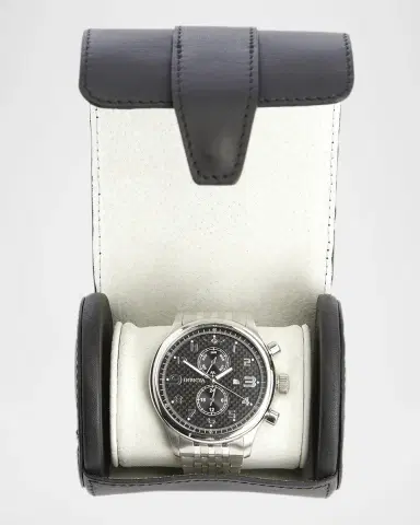Royce New York Monogrammed Leather Travel Watch Roll, Personalized | Thumbnail 2