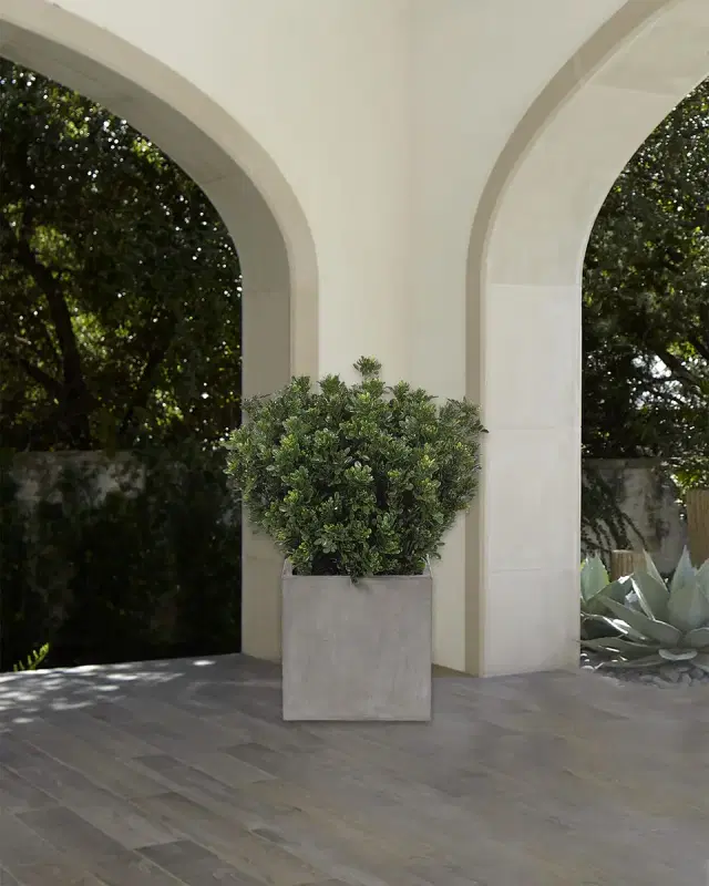 NDI Faux Boxwood Bush Plant in Cube Planter, 37"T