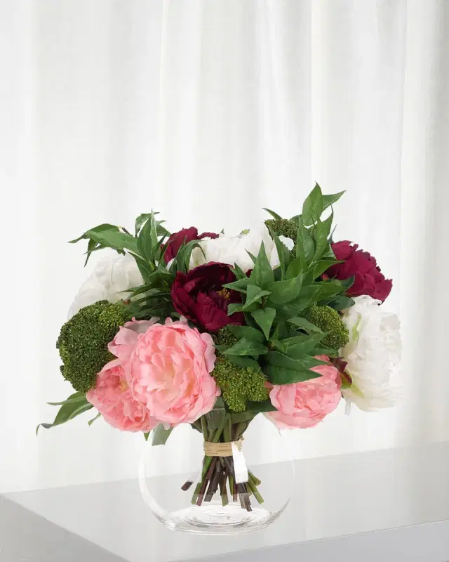 NDI Faux Pink Peony Arrangement in Cylinder Planter