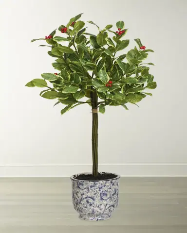 Winward Home 28" Rounded Holly Tree in Ceramic Pot | Thumbnail 2