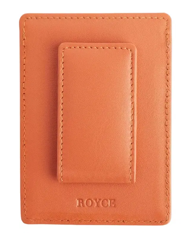 ROYCE New York Monogrammed Leather Magnetic Money Clip Wallet, Personalized