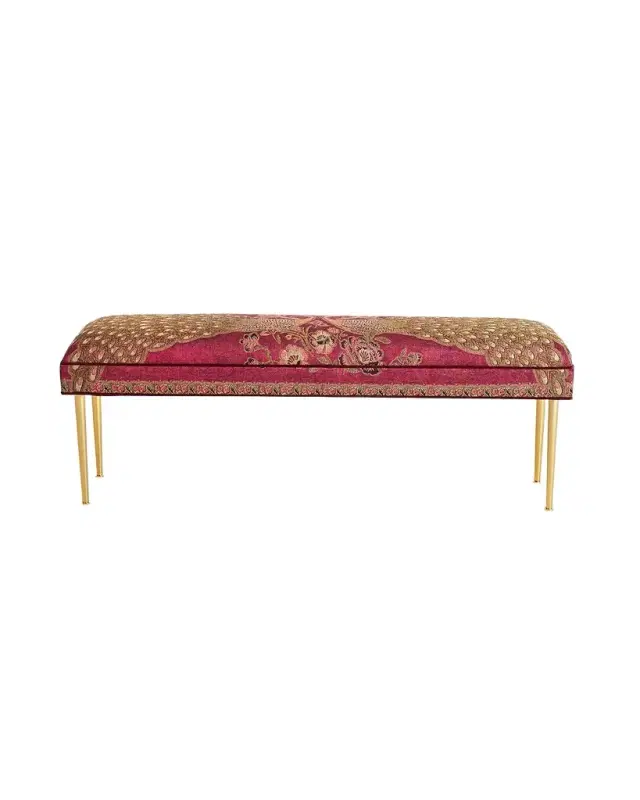 Haute House Fuchsia Peacock Bench, 50"
