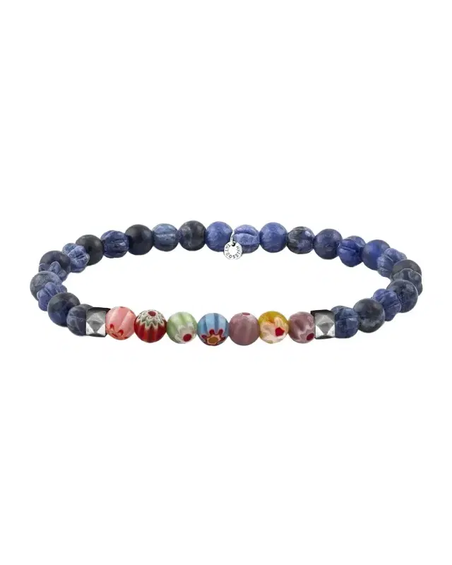 Men 's Sodalite & Millefiori Bead Bracelet