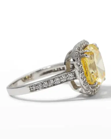Fantasia by DeSerio Cushion-Cut Center with Micropave Ring, Size 6-8, Canary | Thumbnail 3