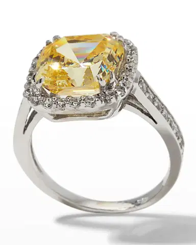 Fantasia by DeSerio Cushion-Cut Center with Micropave Ring, Size 6-8, Canary | Thumbnail 4