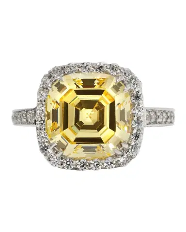Fantasia by DeSerio Cushion-Cut Center with Micropave Ring, Size 6-8, Canary | Thumbnail 1