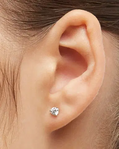 Neiman Marcus Diamonds 18K White Gold 3-Prong Martini Stud Earrings, 0.48tcw | Thumbnail 2