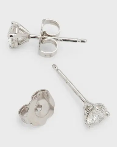 Neiman Marcus Diamonds 18K White Gold 3-Prong Martini Stud Earrings, 0.48tcw | Thumbnail 4