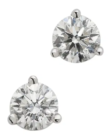 Neiman Marcus Diamonds 18K White Gold 3-Prong Martini Stud Earrings, 0.48tcw | Thumbnail 1