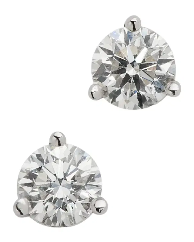 18K White Gold 3-Prong Martini Stud Earrings, 0.48tcw