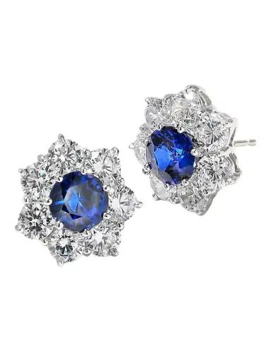 Fantasia by DeSerio 5.5mm Round Cubic Zirconia Center and Flower Earrings | Thumbnail 1 Fantasia by DeSerio 5.5mm Round Cubic Zirconia Center and Flower Earrings | Thumbnail 1