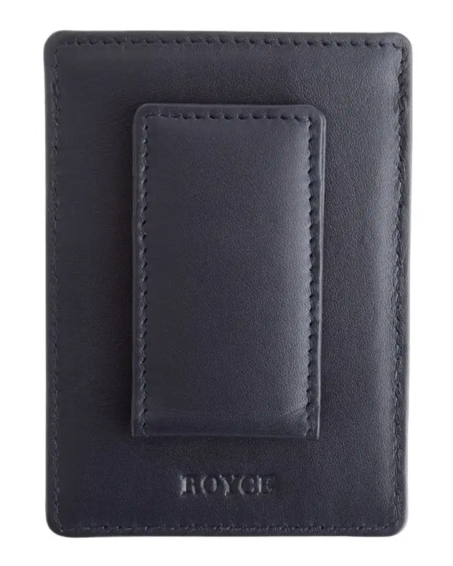 ROYCE New York Monogrammed Leather Magnetic Money Clip Wallet, Personalized