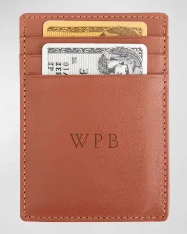 ROYCE New York Monogrammed Leather Magnetic Money Clip Wallet, Personalized | Thumbnail 3