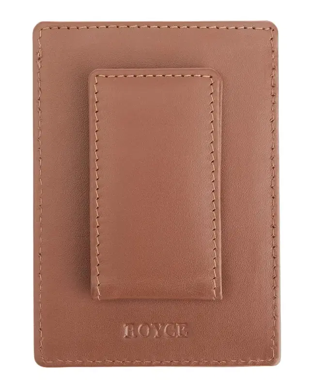 ROYCE New York Monogrammed Leather Magnetic Money Clip Wallet, Personalized